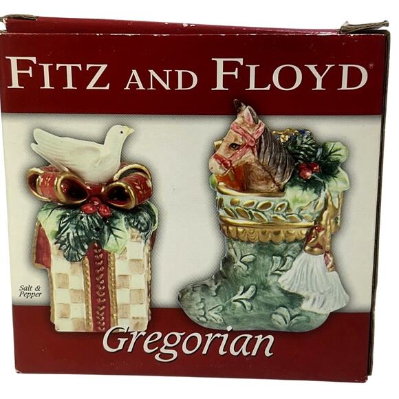 Fitz and Floyd Classics 'Gregorian' 2005 Salt/Pepper Shaker Set-in Box-Excellent - Picture 6 of 7
